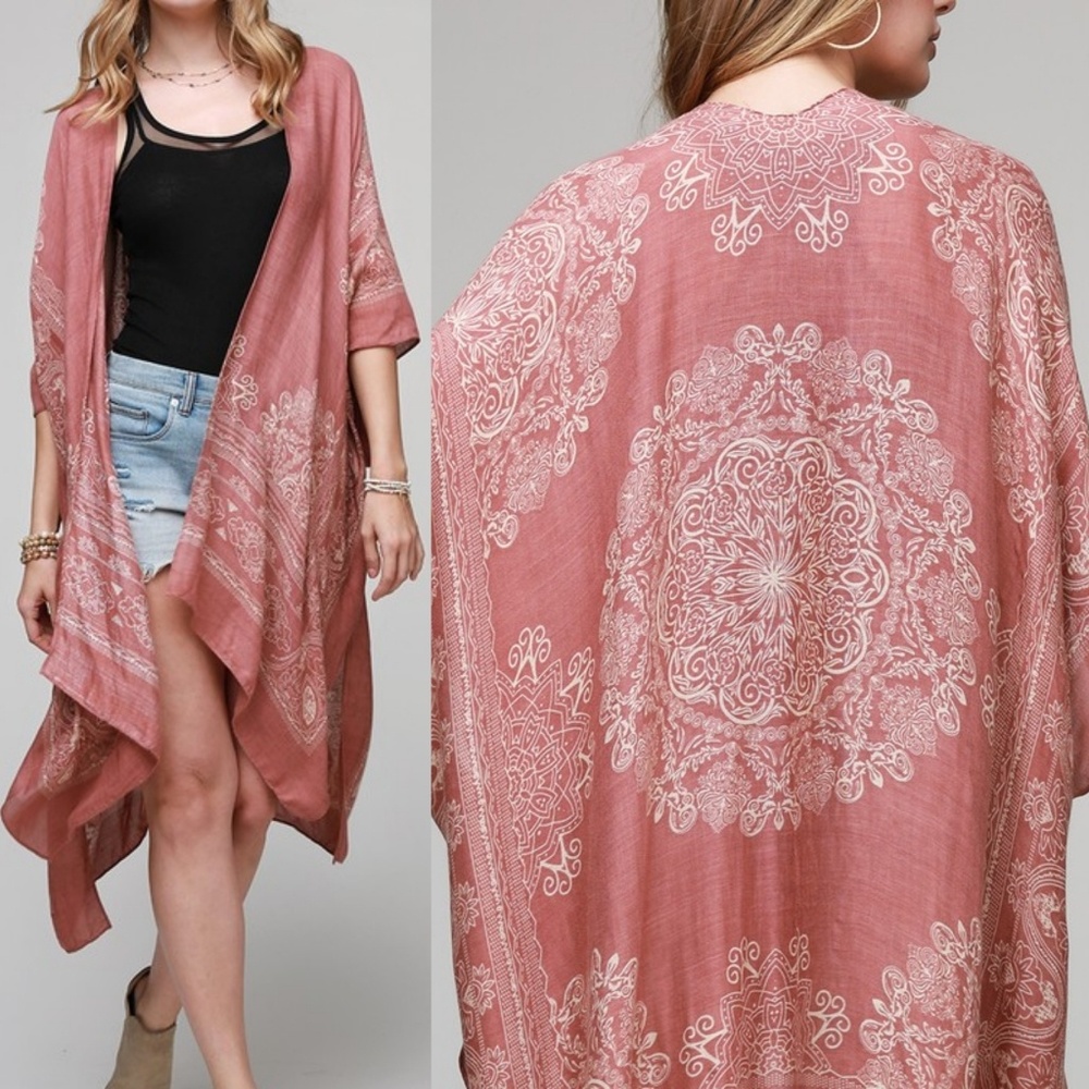 Mandala kimono paisley print scarf beach coverup - Picture 4 of 8